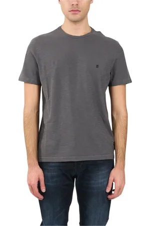 Dondup Tops, Heren, Grijs, M, Katoen, Flame Jersey T-shirt met Metalen D