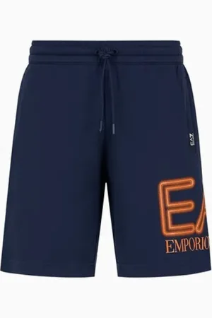 EA7 Korte broeken, Heren, Blauw, M, Katoen, Heren Casual Shorts