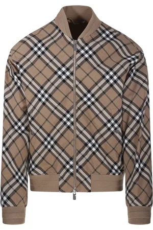 Burberry Jassen, Heren, , M, Wol, Geblokt Bomberjack