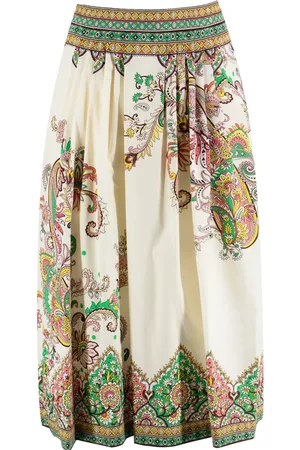 Etro Rokken, Dames, Veelkleurig, S, Katoen, Paisley Medallion Katoenen Poplin Midi Rok