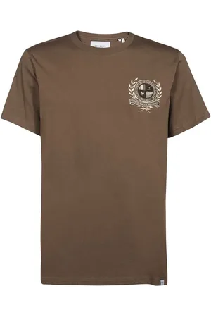 Les Deux Tops, Heren, Bruin, S, Katoen, T-shirt met geribbelde halslijn