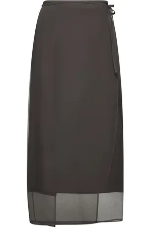 Brunello Cucinelli Rokken, Dames, Bruin, M, Katoen, Wikkel Midi Rok