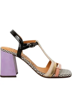 Chie Mihara Schoenen, Dames, Paars, 40 EU, Leer, Multicolor leren sandaal met enkelbandje