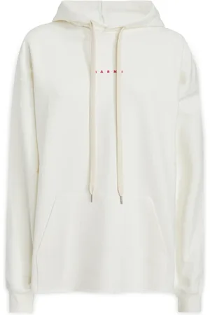 Marni Sweatshirts & Hoodies, Dames, Wit, 3Xs, Katoen, Hoodie met logo en lange mouwen