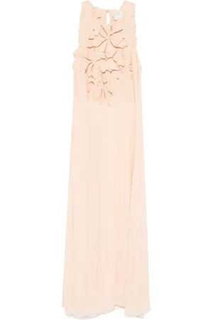 FORTE FORTE Kleedjes, Dames, Roze, M, Poederroze Jurk met Split aan de Voorkant
