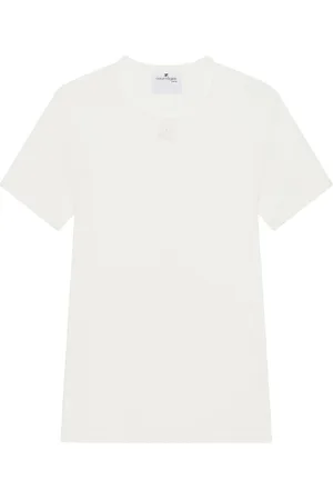 Courrèges Tops, Heren, Wit, S, Katoen, Wit T-shirt met korte mouwen