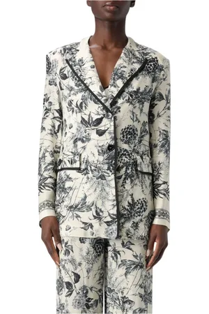 SIMONA CORSELLINI Jassen, Dames, Veelkleurig, XS, Bloemen Ink Print Jas