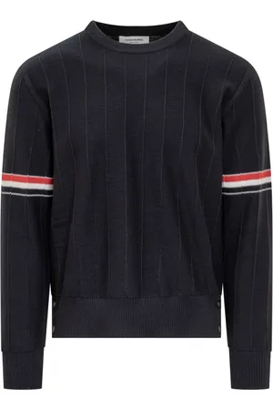 Thom Browne Truien, Heren, Blauw, XL, Rib Stitch Crew Sweater