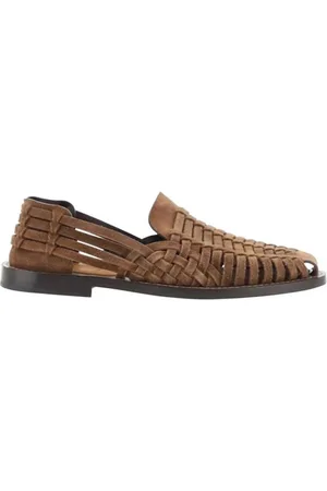 Brunello Cucinelli Schoenen, Heren, Bruin, 41 1/2 EU, Leer, Gevlochten leren instappers