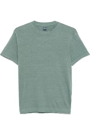 FEDELI Tops, Heren, Groen, 3Xl, Linnen, Linnen T-shirt met Korte Mouwen