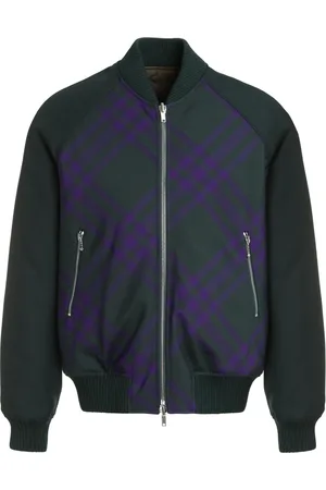 Burberry Jassen, Heren, Veelkleurig, L, Wol, Reversible wollen bomberjack