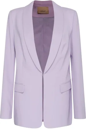 Twin-Set Jassen, Dames, Paars, M, Polyester, Lilla Monopetto Blazer met Rechte Lijn