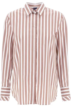 FAY Blouses & Shirts, Dames, Bruin, M, Katoen, Bruine Blouse Elegante Mix Comfort Stijl