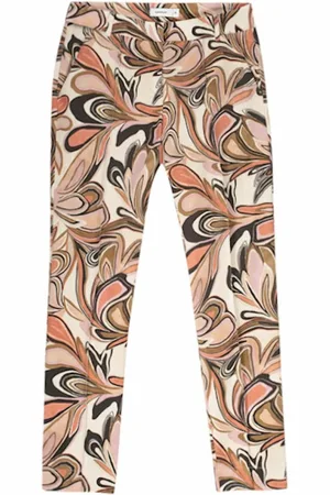 Summum Woman Broeken, Dames, Veelkleurig, M, Leer, Elegante leren broek met bloemmotief