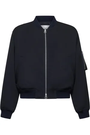 Jil Sander Jassen, Heren, Zwart, S, Polyester, Blauwe Bomberjack met Ritssluiting