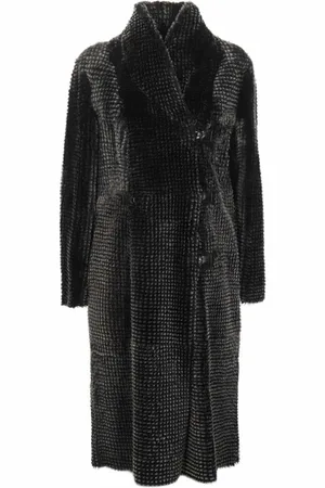Emporio Armani Jassen, Dames, Grijs, M, Double-Breasted Fur Coat