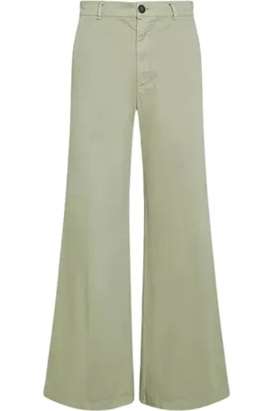 FORTE FORTE Broeken, Dames, Groen, L, Katoen, Essentiële Broek van Geborstelde Katoenen Twill
