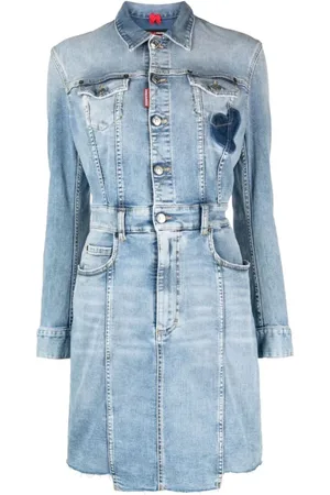 Dsquared2 Kleedjes, Dames, Blauw, M, Katoen, Honey Twiggy Jurk
