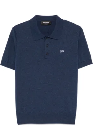 Dsquared2 Tops, Heren, Blauw, S, Katoen, Ocean Polo Shirt met Geribbelde Kraag