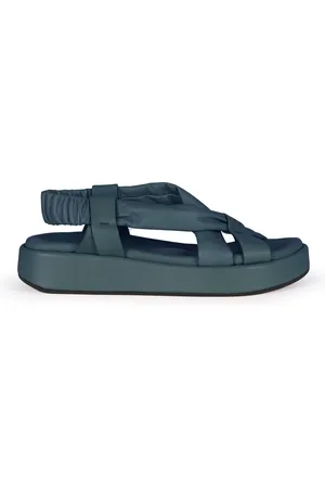 Cortana Schoenen, Dames, Groen, 37 EU, Leer, Ocean Platte Sandaal