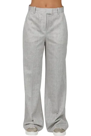 Circolo Broeken, Dames, Grijs, S, Straight Piqué Broek