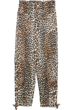 Ganni Broeken, Dames, Bruin, XS, Katoen, Bruine Broek met Trekkoord