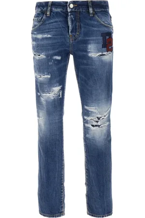 Dsquared2 Jeans, Dames, Blauw, 3Xs, Katoen, Distressed Cropped Jeans