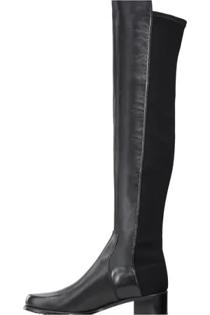 Stuart Weitzman Schoenen, Dames, Zwart, 39 EU, Leer, Reserve Knielaarzen met panelen