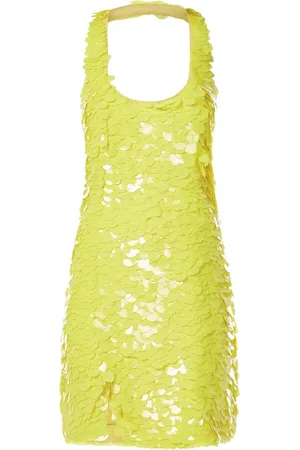 The Attico Kleedjes, Dames, Geel, M, Polyester, Allium Mini Jurk