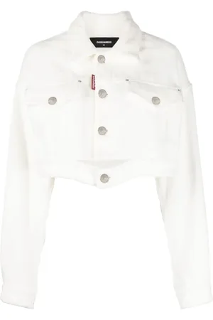 Dsquared2 Jassen, Dames, Wit, S, Katoen, Cropped Towel Jacket