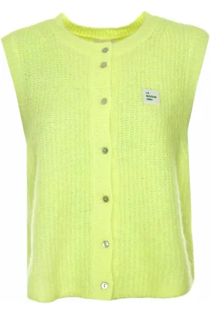 American Vintage Truien, Dames, Geel, S, Mouwloze Cardigan met knoopsluiting