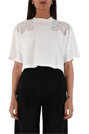 Elisabetta Franchi Blouses & Shirts, Dames, Wit, M, Katoen, Boxy Cut Jersey T-Shirt
