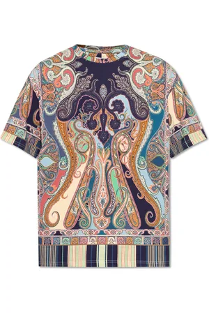 Etro Tops, Heren, Veelkleurig, L, Katoen, T-shirt met patroon