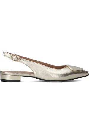 Lina Locchi Schoenen, Dames, Geel, 36 EU, Gouden Slingback Schoenen met Blokhak