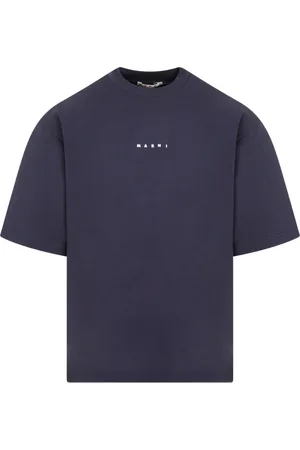 Marni Tops, Heren, Blauw, XL, Katoen, Blauw Katoen Logo T-Shirt