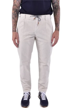 ELEVENTY Broeken, Heren, , W34, Regular joggingbroek van zacht geribbeld velvet
