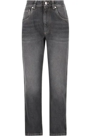 Brunello Cucinelli Jeans, Dames, Grijs, 42 EU, Katoen, Slim-fit Jeans