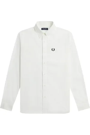 Fred Perry Overhemden, Heren, Wit, L, Katoen, Casual Overhemd