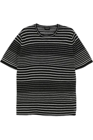 Roberto Collina Tops, Heren, Zwart, 2Xl, Zwarte Crew Neck Korte Mouwen Trui