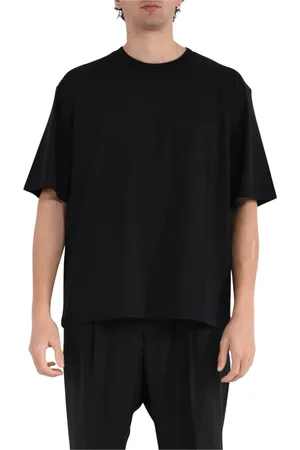 LANEUS Tops, Heren, Zwart, L, Katoen, Katoenen ronde hals jersey t-shirt