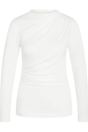 Bruuns Bazaar Tops, Dames, Wit, M, Draped Blouse Top Sneeuwwit