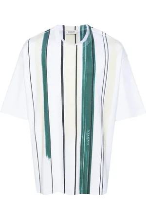 Lanvin Tops, Heren, Veelkleurig, M, Katoen, Gestreept katoenen T-shirt