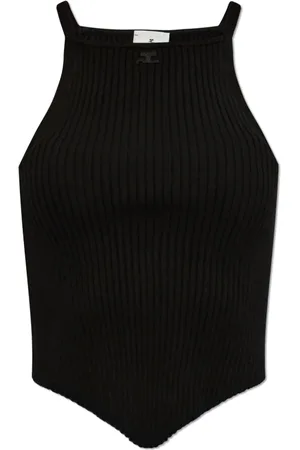 Courrèges Tops, Dames, Zwart, S, Polyester, Sleeveless Top