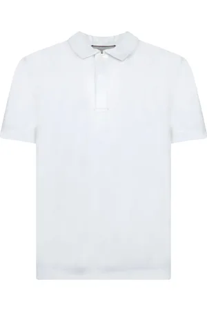 CANALI Tops, Heren, Wit, 2Xl, Katoen, Elegante polo met contrasterende kraag