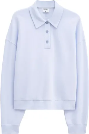 Filippa K Tops, Dames, Blauw, XL, Katoen, Blauw Polo Sweatshirt met Polokraag