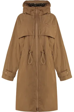 Burberry Mantels, Dames, Bruin, 2Xs, Polyester, Hooded Technical Fabric Jacket