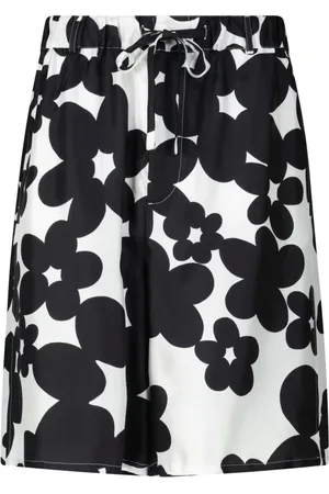 Marni Korte broeken, Heren, Zwart, M, Floral Silk Shorts