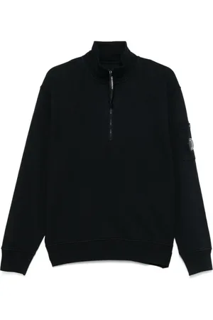 C.P. Company Sweatshirts & Hoodies, Heren, Blauw, S, Katoen, Marineblauwe Zip-Sweatshirt met Hoge Kraag