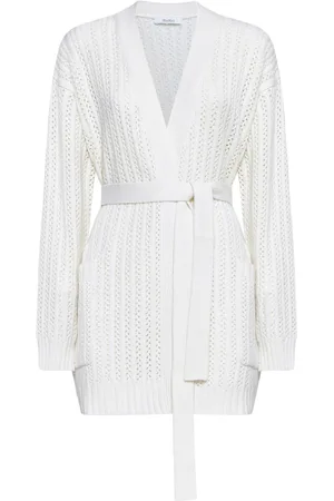 Max Mara Truien, Dames, Wit, S, Wol, Balzac Crochet Cardigan
