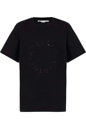Stella McCartney Tops, Dames, Zwart, M, Katoen, T-shirt met ronde hals
